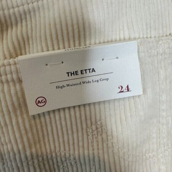 AG Adriano Goldschmied Etta in Ivory Dust Corduroy Wide Leg Crop Pants 24 NWT - Picture 5 of 11